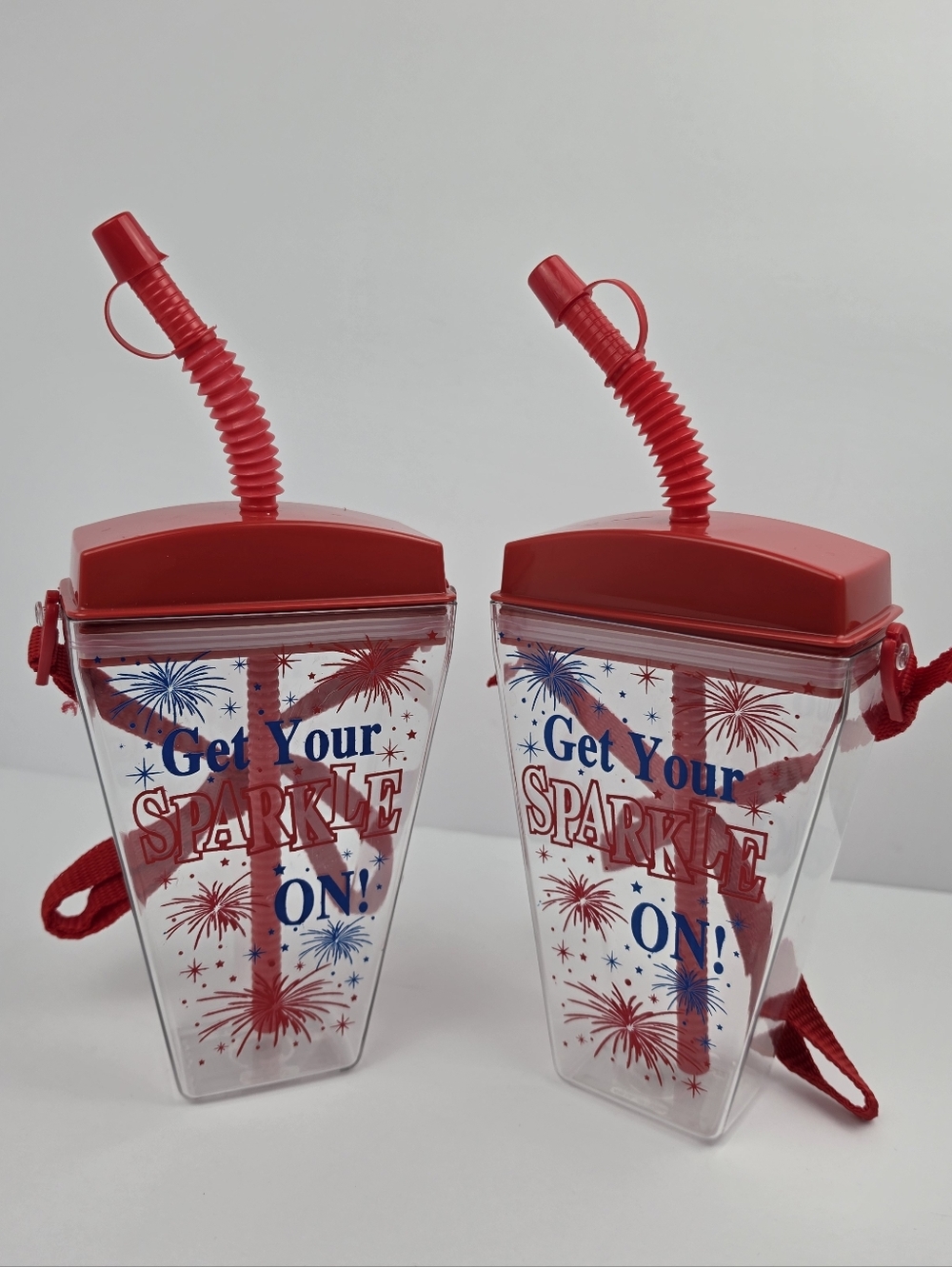 Set of 2 Patriotic 4th of July Tumblers with Straps